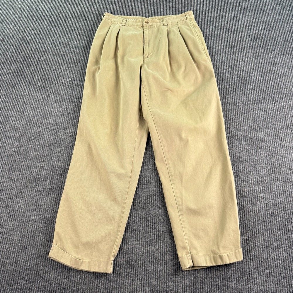 Vintage Brooks Brothers Pants Men 34x32 Beige Pleated Chino Classic Preppy